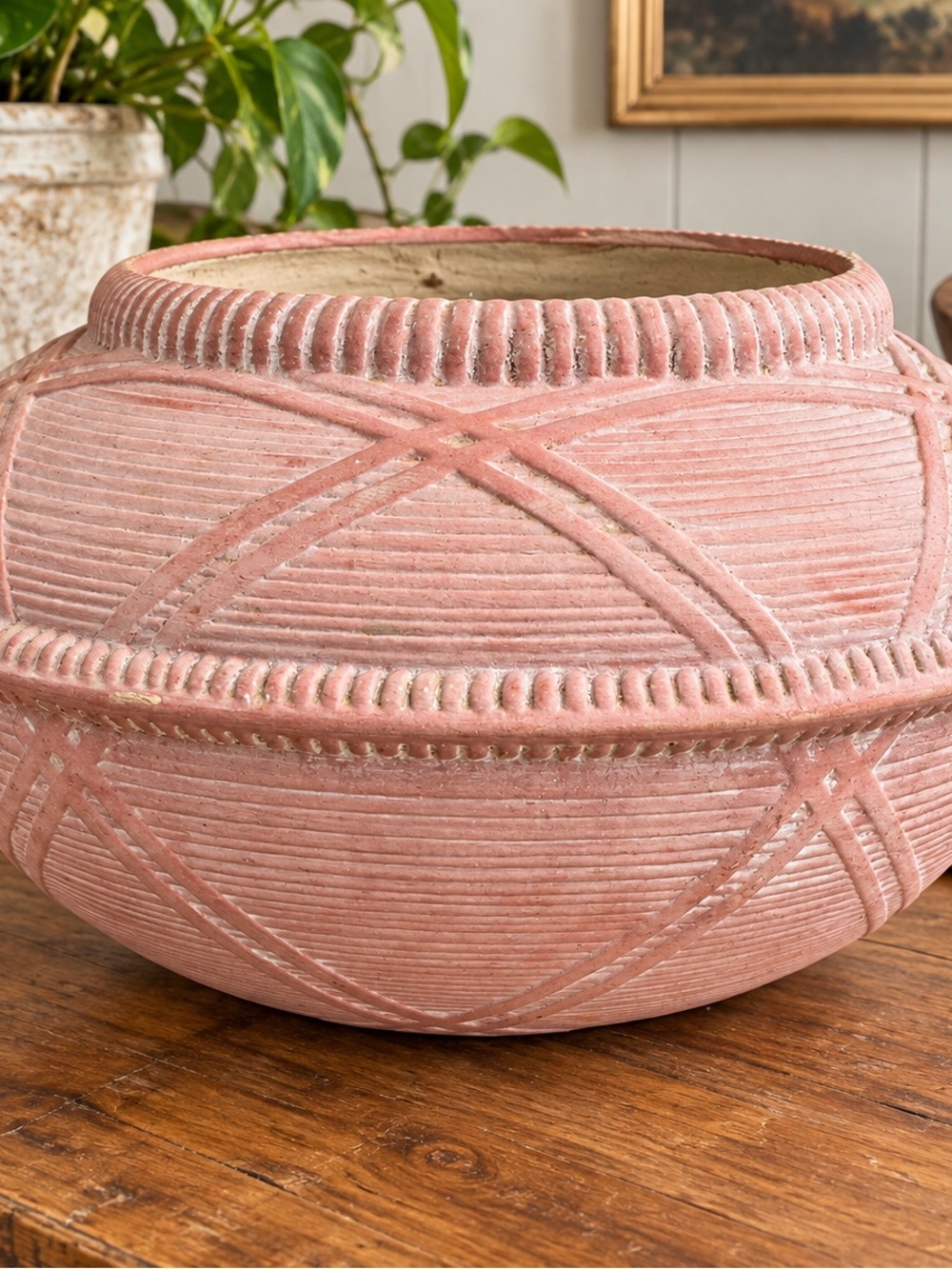 Vintage Atlantic Mold Terracotta Planter Bowl